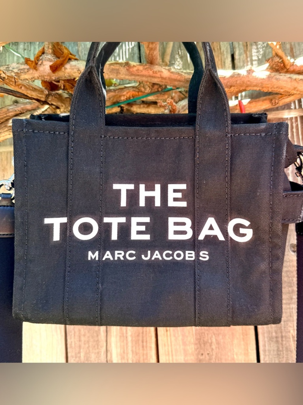 Marc Jacobs Black Canvas 'The Tote Bag' with White Logo